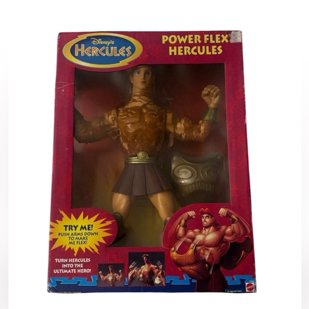 Vintage 1997 15 inch Disney Hercules Power Flex Action Figure‎ - Brown and Gold